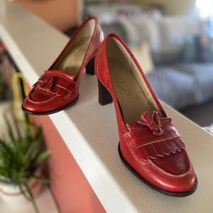 Talbots Red Leather Tassel Oxford Heels